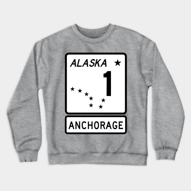 Alaska Highway Route 1 One Anchorage AK Crewneck Sweatshirt by TravelTime